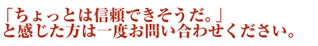 「ちょっとは信頼できそうだ。」と感じた方は一度お問い合わせください。